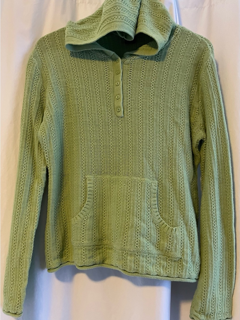 High Sierra Mint Green Hooded Knit Henley Sweater